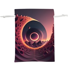 Ai Generated Swirl Space Design Fractal Light 3d Art Lightweight Drawstring Pouch (xl) by Ravend