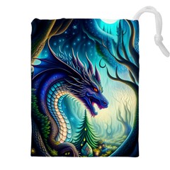 Ai Generated Dragon Fractal Art Texture Drawstring Pouch (4xl) by Ravend