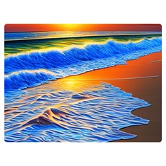 Summer Sunset At The Beach One Side Premium Plush Fleece Blanket (extra Small) by GardenOfOphir