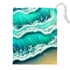 Ocean Waves Design In Pastel Colors Drawstring Pouch (5xl) by GardenOfOphir