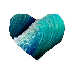 Abstract Waves In Blue And Green Standard 16  Premium Heart Shape Cushions by GardenOfOphir