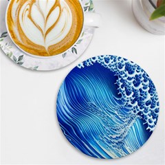 Wave Beach Iii Uv Print Round Tile Coaster by GardenOfOphir