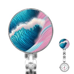 Pink Sea Water Stainless Steel Nurses Watch by GardenOfOphir