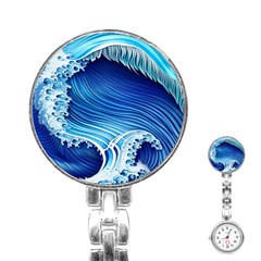 Watercolor Wave Stainless Steel Nurses Watch by GardenOfOphir