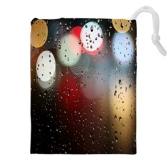 Rain On Window Drawstring Pouch (5xl) by artworkshop