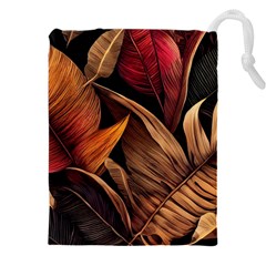 Ai Generated Leaves Tropical Palm Drawstring Pouch (4xl) by Ravend