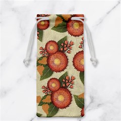 Flowers Leaves Pattern Flora Botany Drawing Art Jewelry Bag by Ravend