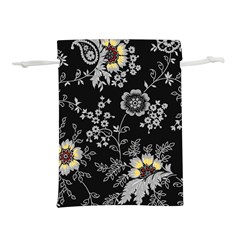 White And Yellow Floral And Paisley Illustration Background Lightweight Drawstring Pouch (l) by Jancukart