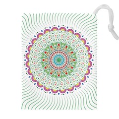 Flower Abstract Floral Hand Ornament Hand Drawn Mandala Drawstring Pouch (4xl) by Jancukart