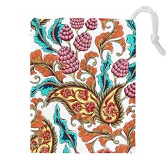 Flowers Pattern Texture White Background Paisley Drawstring Pouch (5xl) by Jancukart