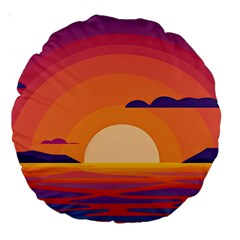 Sunset Ocean Beach Water Tropical Island Vacation Landscape Large 18  Premium Round Cushions by Pakemis