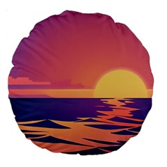 Sunset Ocean Beach Water Tropical Island Vacation Large 18  Premium Round Cushions by Pakemis