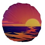 Sunset Ocean Beach Water Tropical Island Vacation Large 18  Premium Round Cushions Front