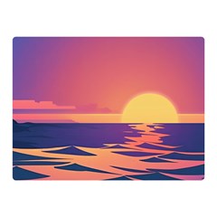 Sunset Ocean Beach Water Tropical Island Vacation Premium Plush Fleece Blanket (mini) by Pakemis