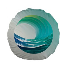 Tsunami Tidal Wave Wave Minimalist Ocean Sea 2 Standard 15  Premium Flano Round Cushions by Pakemis