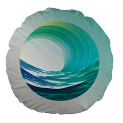Tsunami Tidal Wave Wave Minimalist Ocean Sea 2 Large 18  Premium Flano Round Cushions by Pakemis