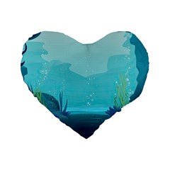 Intro Youtube Background Wallpaper Aquatic Water 2 Standard 16  Premium Heart Shape Cushions by Pakemis