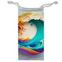 Tsunami Tidal Wave Wave Minimalist Ocean Sea 3 Jewelry Bag by Pakemis