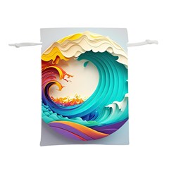 Tsunami Tidal Wave Wave Minimalist Ocean Sea 3 Lightweight Drawstring Pouch (s) by Pakemis
