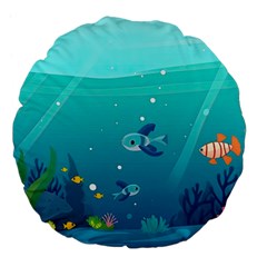 Ai Generated Ocean Sea Fish Aquatic Water Nature 2 Large 18  Premium Flano Round Cushions by Pakemis