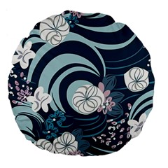 Flowers Pattern Floral Ocean Abstract Digital Art Large 18  Premium Flano Round Cushions by Pakemis
