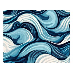 Pattern Ocean Waves Arctic Ocean Blue Nature Sea One Side Premium Plush Fleece Blanket (large) by Pakemis