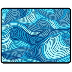 Ocean Waves Sea Abstract Pattern Water Blue One Side Fleece Blanket (medium) by Pakemis