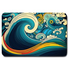 Waves Wave Ocean Sea Abstract Whimsical Abstract Art Large Doormat by Pakemis