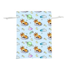 Pattern Giraffe Animal Seamless Scrapbooking Blue Lightweight Drawstring Pouch (m) by Wegoenart