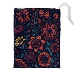 Flower Art Drawing Painting Spring Drawstring Pouch (5xl) by Jancukart