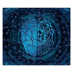 Artificial Intelligence Network Blue Art Premium Plush Fleece Blanket (small) by Semog4
