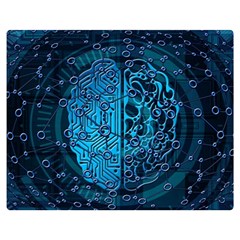 Artificial Intelligence Network Blue Art One Side Premium Plush Fleece Blanket (medium) by Semog4
