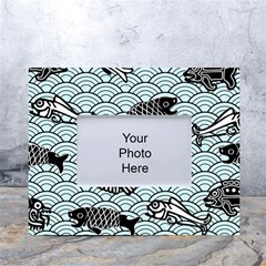 Fish Koi Ocean Sea Oriental Waves White Tabletop Photo Frame 4 x6  by Semog4