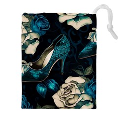 Glass Slipper Blues Fairytale Drawstring Pouch (5xl) by Ravend