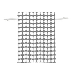Gray And White Leaf Pattern Lightweight Drawstring Pouch (m) by GardenOfOphir