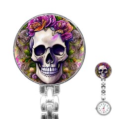 Cute Skulls And Bones Stainless Steel Nurses Watch by GardenOfOphir