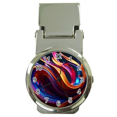 Ai Generated Waves Splash Liquid Paint Wall Money Clip Watches by Jancukart