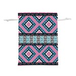 Pink Pattern Design Vintage Old Retro Unique Antique Lightweight Drawstring Pouch (L) Back