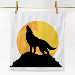 Wolf Wild Animal Night Moon Face Towel by Semog4