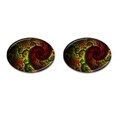 Green And Red Lights Wallpaper Fractal Digital Art Artwork Cufflinks (oval) by Semog4