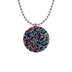 Leaves Leaf Pattern Patterns Colorfur 1  Button Necklace by Semog4