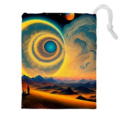 Ai Generated Surrealist Fantasy Dream Moon Space Drawstring Pouch (4xl) by Jancukart