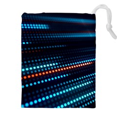 Orange Blue Dot Dots Lines Abstract Abstract Digital Art Drawstring Pouch (4xl) by Jancukart