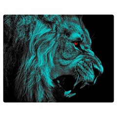 Angry Male Lion Predator Carnivore Premium Plush Fleece Blanket (medium) by Semog4