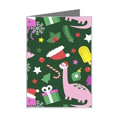 Colorful Funny Christmas Pattern Mini Greeting Card by Semog4