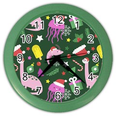 Colorful Funny Christmas Pattern Color Wall Clock by Semog4