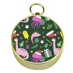Colorful Funny Christmas Pattern Gold Compasses by Semog4