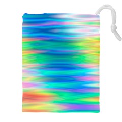 Wave Rainbow Bright Texture Drawstring Pouch (5xl) by Semog4