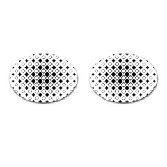 Square-diagonal-pattern-monochrome Cufflinks (oval) by Semog4