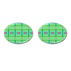Checkerboard-squares-abstract-- Cufflinks (oval) by Semog4